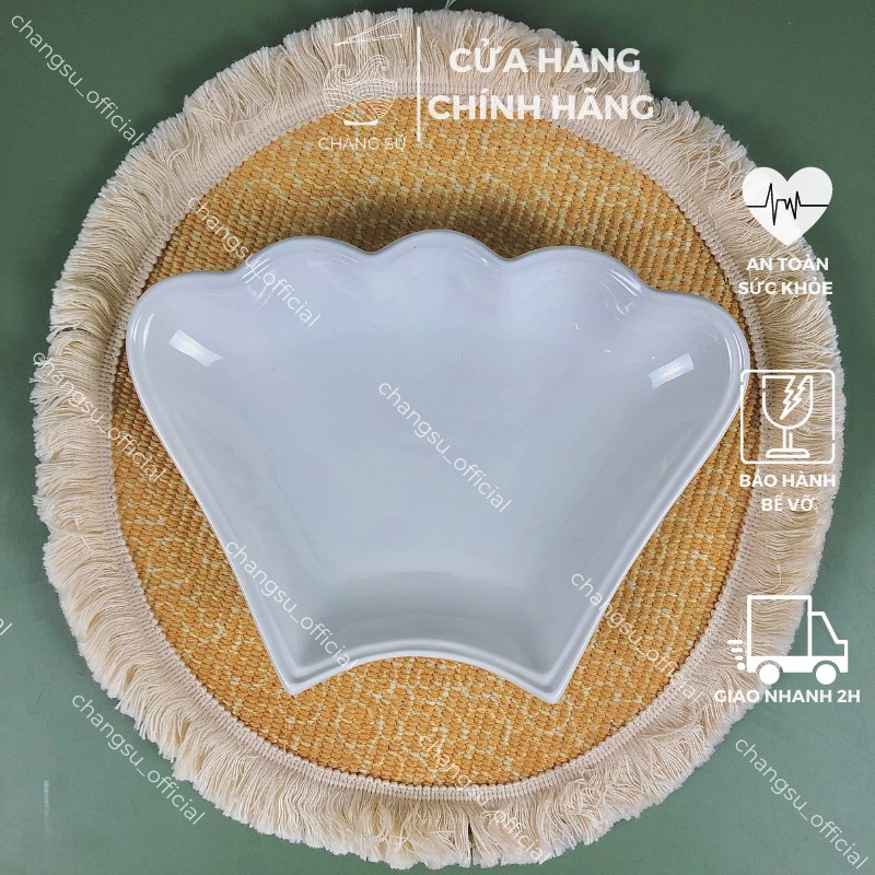 Đĩa cánh hoa mặt trời sứ giá rẻ (loại 2) - Dĩa trang trí vỏ sò nghệ thuật - Vỡ 1 đổi 1