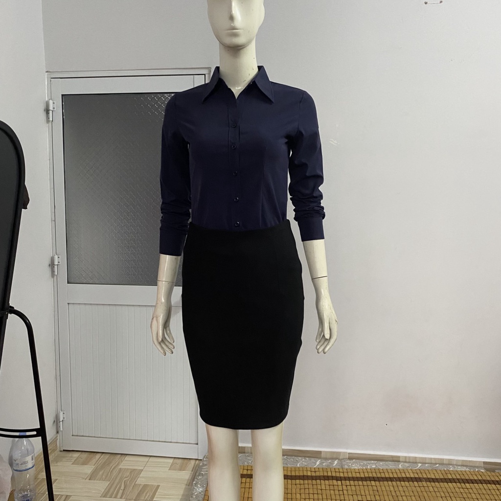 ÁO SƠ MI XANH ĐEN TAY DÀI CAO CẤP SANG TRỌNG FORM ÔM NHỎ
