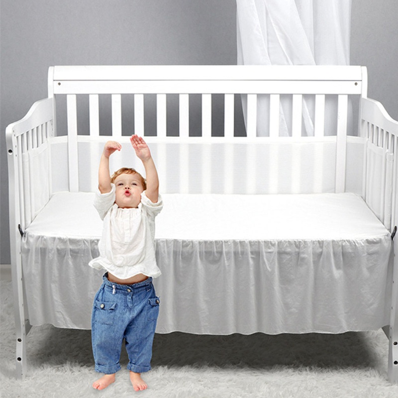 1 Bộ Tấm Chắn Thành Giường Phối Lưới Thoáng Khí Chống Va Chạm Cho Bé