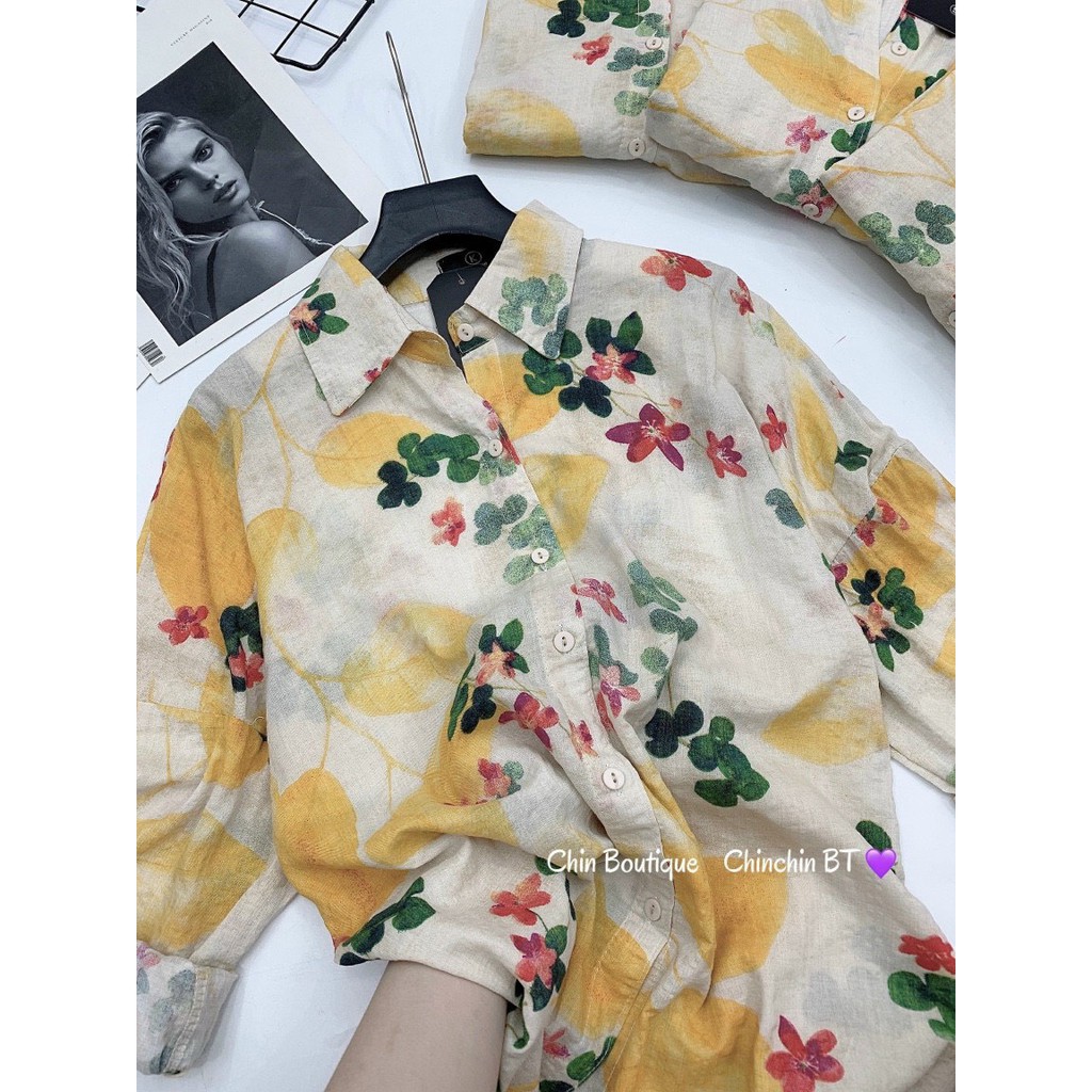 Áo Sơ Mi Hoa Vàng Siêu Hot