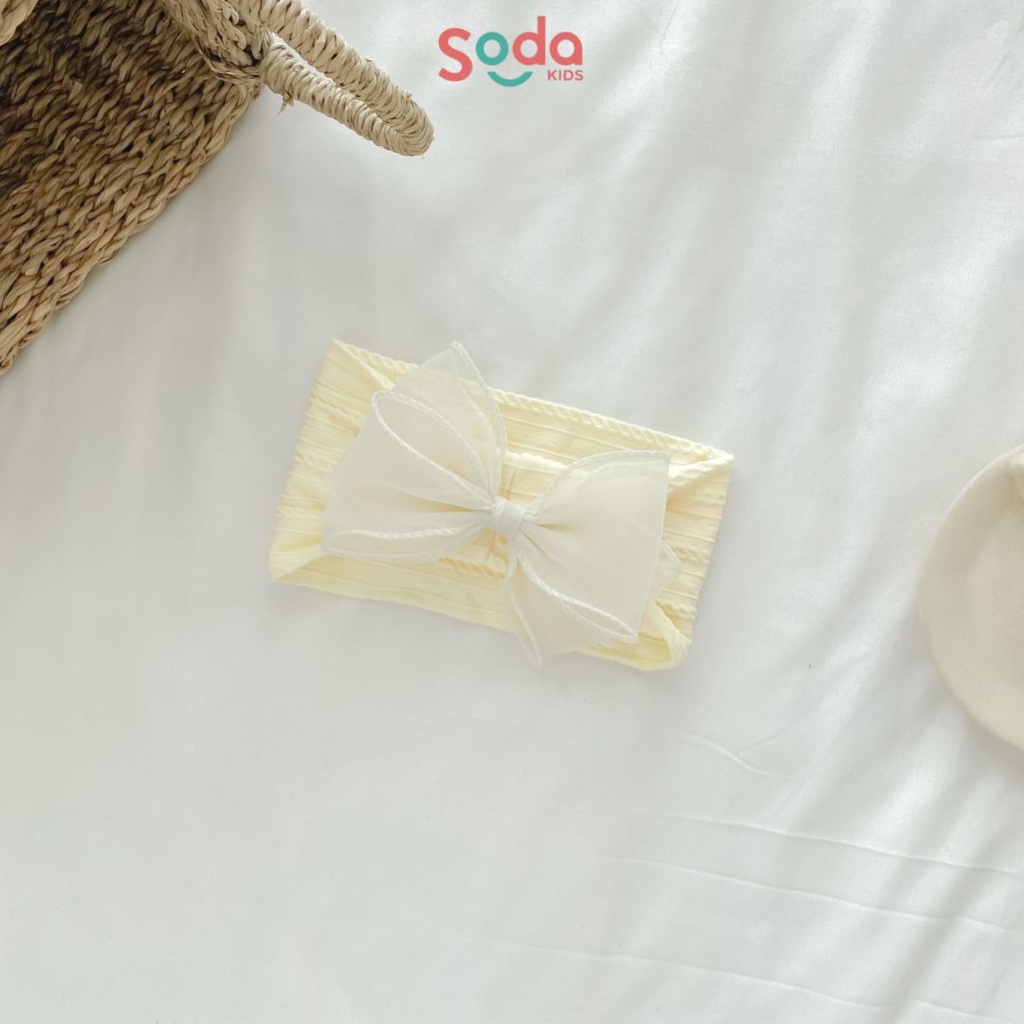 Băng đô thun gân nơ voan dành cho bé gái (Ảnh thật)