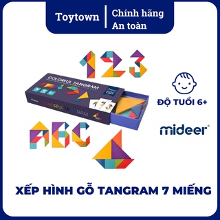 Mideer - Bộ xếp hình gỗ thông minh Colorful Tangram 7 miếng - 100 bài toán lắp ghép - MD1135