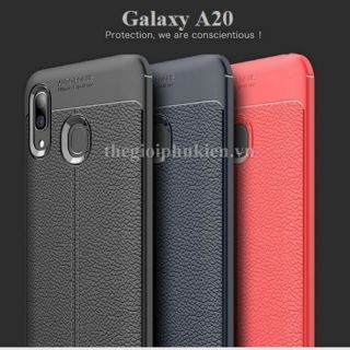 Ốp lưng dẻo giả da Auto Focus cho galaxy A20(đen)