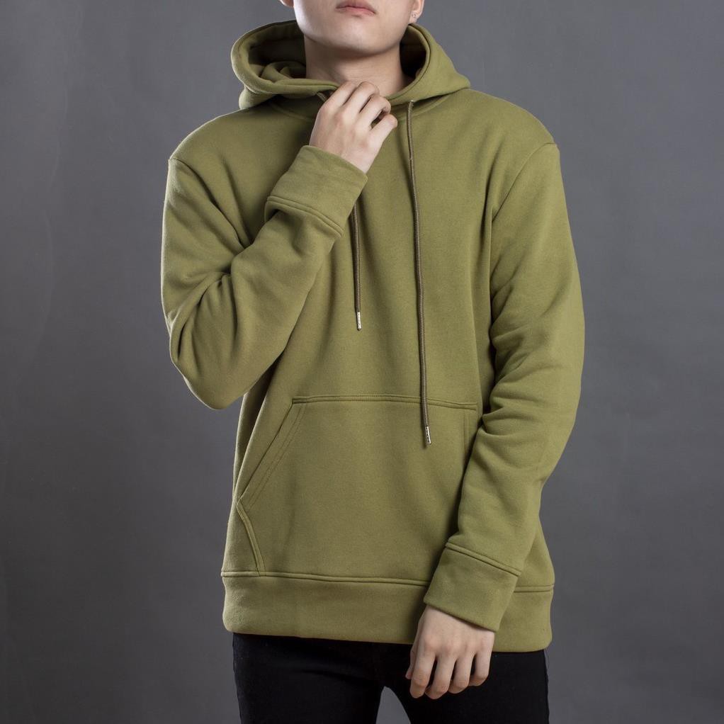 Áo hoodie trơn dài tay Bape Phếch - 9045, có nón liền, túi trước