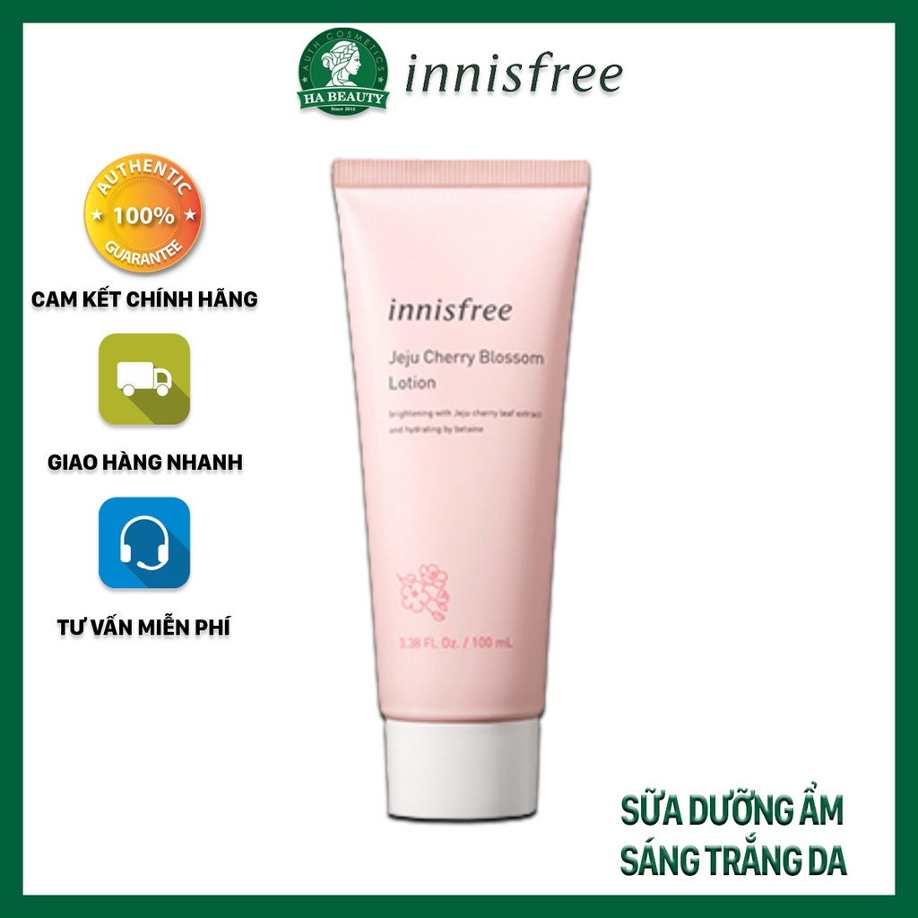 Sữa dưỡng ẩm sáng trắng da hoa anh đào innisfree Jeju Cherry Blossom Lotion 100 ml cấp ẩm mịn màng mềm da