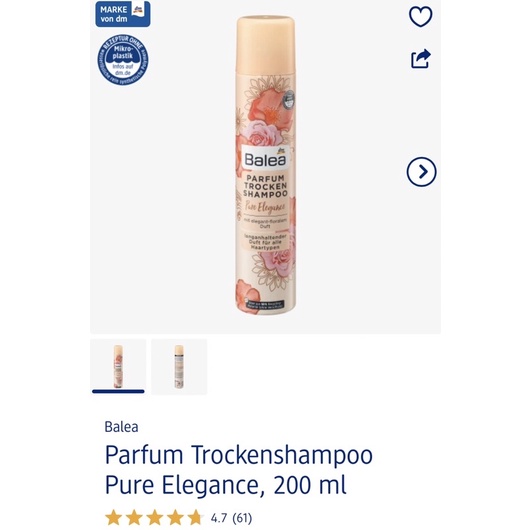 DẦU GỘI KHÔ HƯƠNG NƯỚC HOA nhanh như chớp Balea - 5***** tại Đ