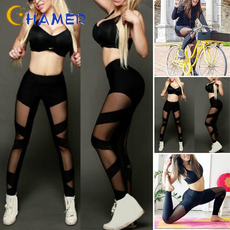 Women Ladies Trousers Mesh Jumpsuit Gym Athletic Running Trouser Fitness Stretch Skinny Casual Sexy Slim Push Up