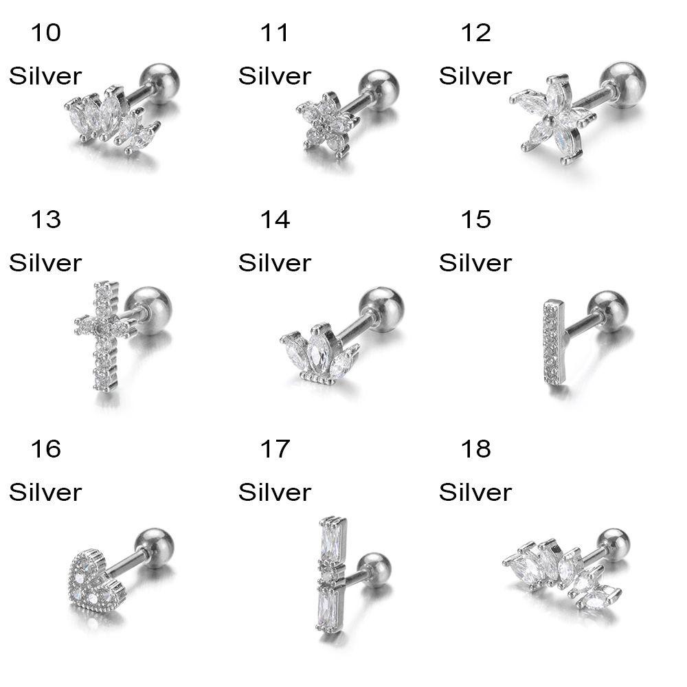 ROSE 1 Khuyên Xỏ Vành Tai Hình Vương Miện Đính Đá Thời Trang