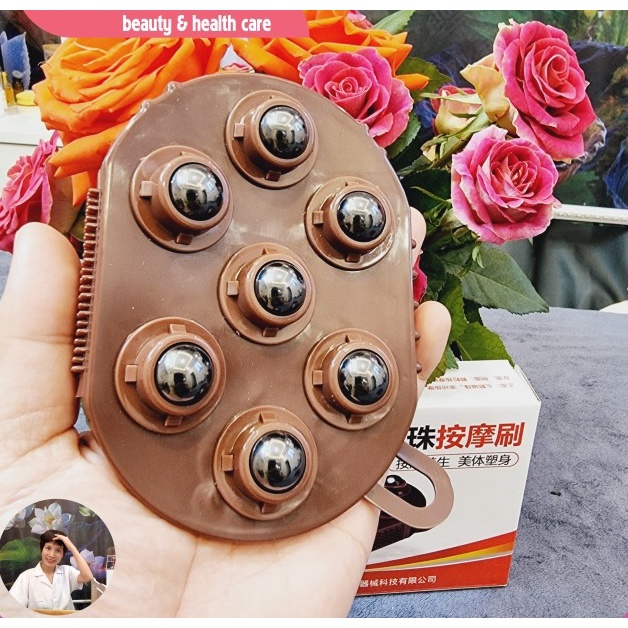 Lược massage Lưng và Cột body Chải Thông Kinh Lạc cổ vai gáy Dụng Cụ Chăm Sóc Sức Khỏe 2 Mặt Bi Thép 4D Gai Mềm Masage