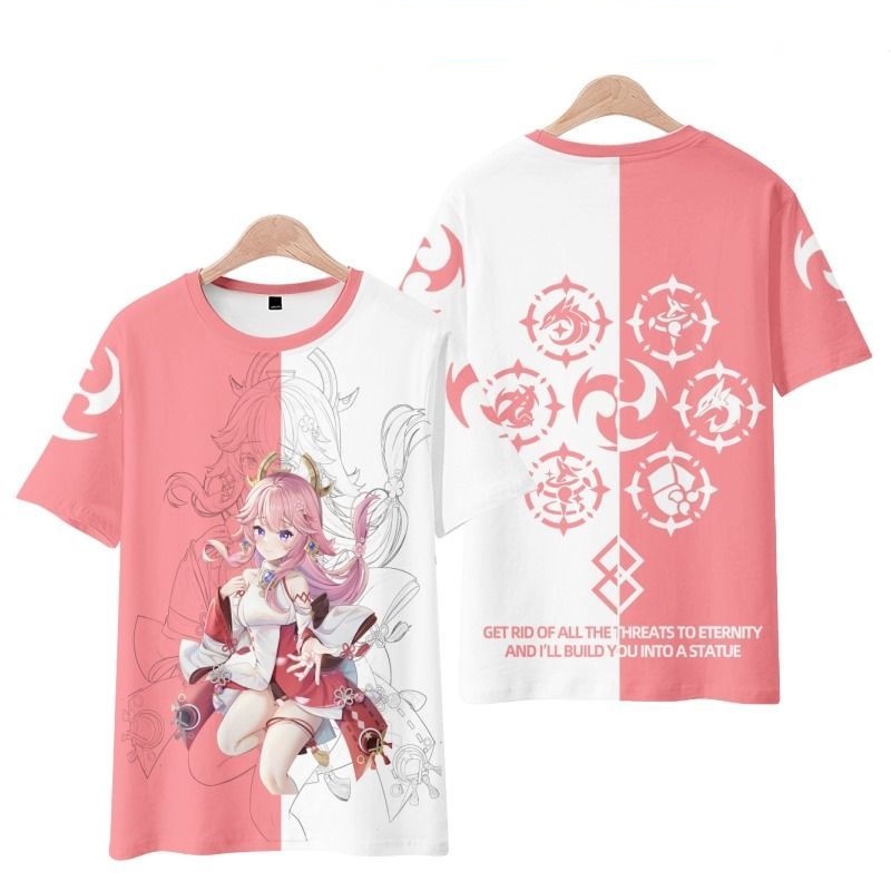 Áo Thun Tay Ngắn Dáng Rộng In Hình YaeMiko 3D Thời Trang Nhật Bản 2022 Cho Nam Và Nữ