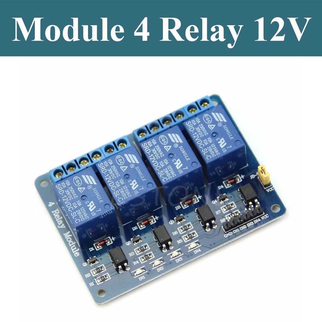 Module Relay 4 Kênh 12V 220V/10A có opto cách ly