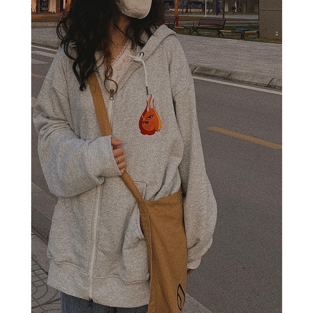 Áo khoác Hoodie Zip Dây Kéo Nam Nữ Form Rộng Mascot màu xám by Local Brand Xfire Unisex