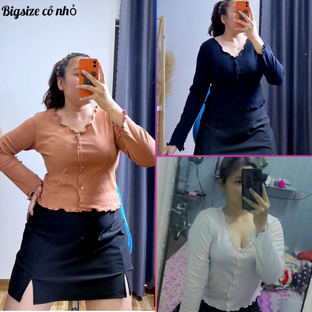 Áo Thun Kiểu Croptop Tay Dài Bigsize Cổ Tim Cúc Giả Chất Thun Borib Cao Cấp Tôn Dáng Ôm Body MÃ A20