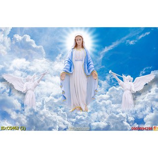 Tranh dán tường 3d hình Chúa Jesus, Hình Đức Mẹ Maria