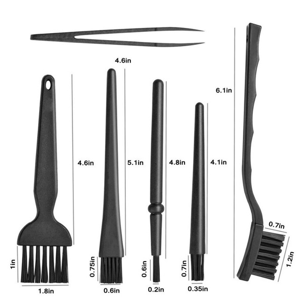 Bộ cọ vệ sinh bàn phím máy tính chống tĩnh điện màu đen 6 trong 1 tiện dụng