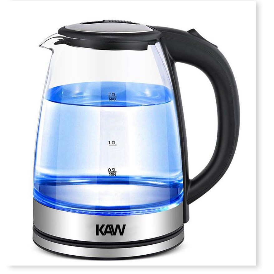 Ấm Nước Siêu Tốc KAW RK1818 ✔️Chính Hãng✔️ dung tích 2L, tiết kiệm điện, bình thủy tinh trong suốt, nước nóng siêu nhanh