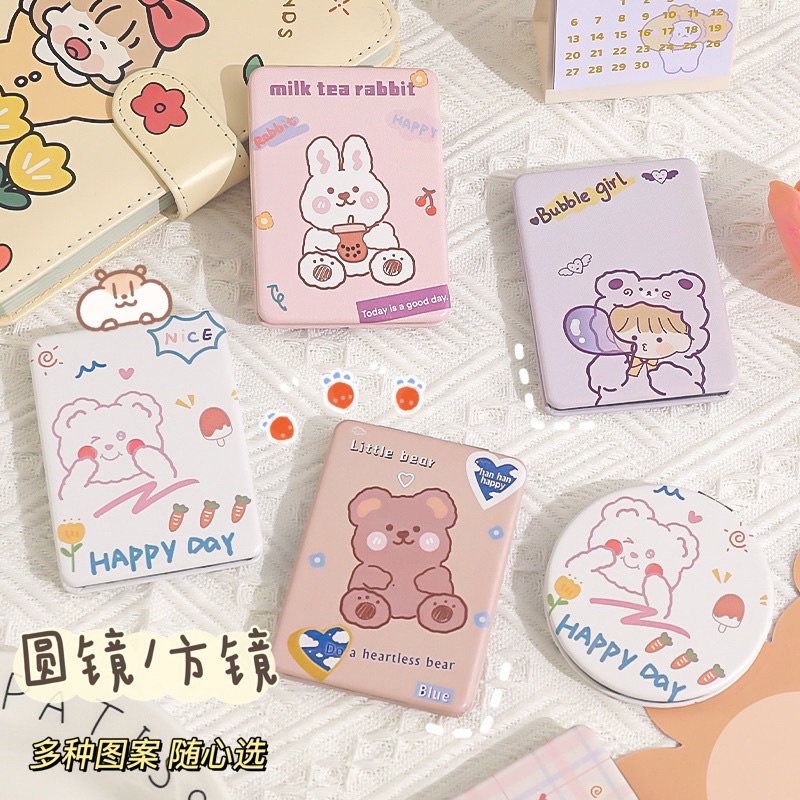 Gương Mini Cầm Tay 2 Mặt Sunni Shop/ Gương Trang Điểm Hàn Quốc - Mẫu Ngẫu Nhiên