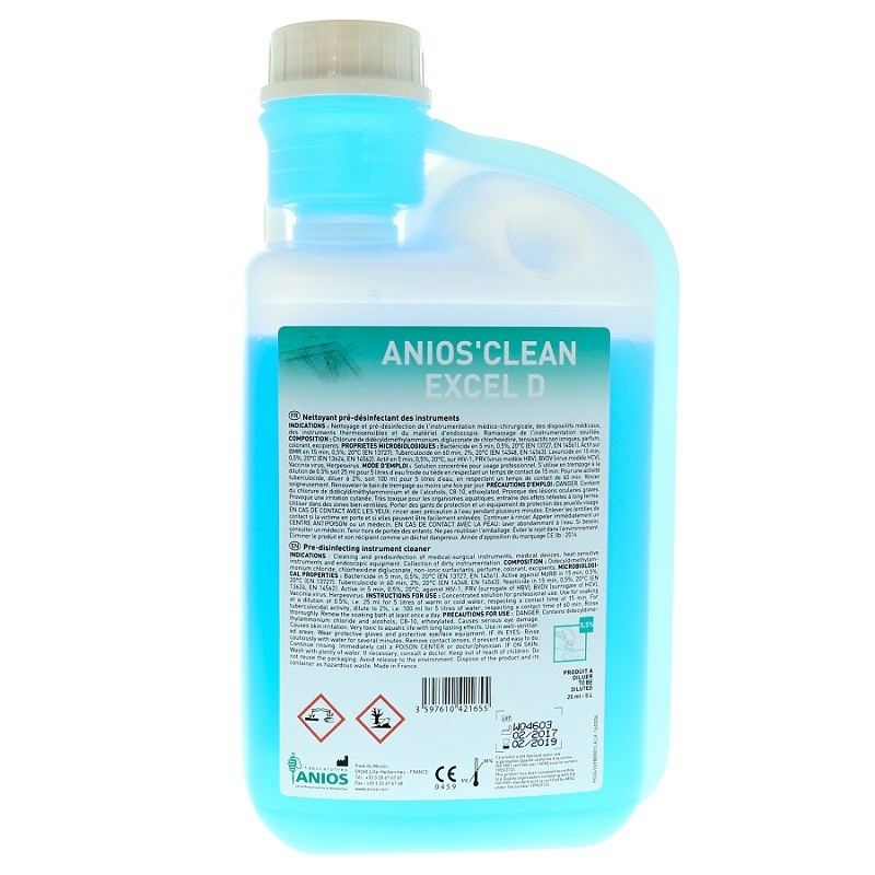 Dung dịch ngâm dụng cụ Hexanios G+R - Anios Clean Excel 1 lít,