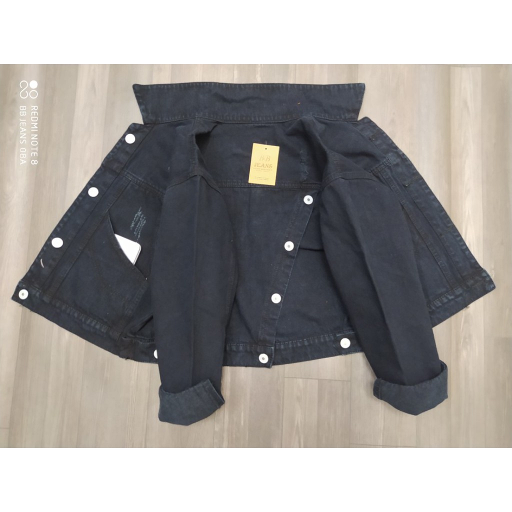 Áo khoác jeans nữ xanh tà chéo đủ 2 màu xanh đen size 38-65kg cao cấp độc quyền Panda