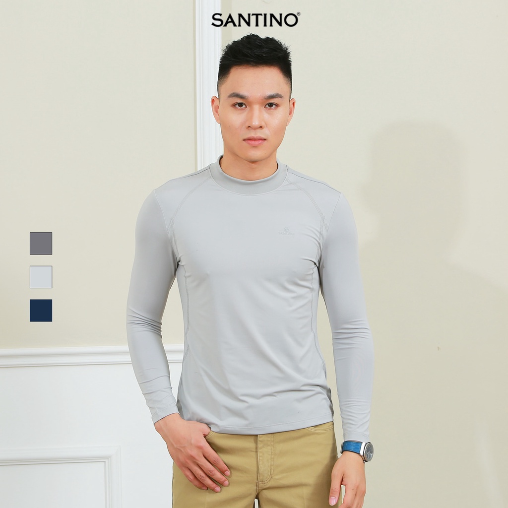 Áo Giữ Nhiệt Nam Dài Tay Cổ Cao Santino Co Giãn Thoải Mái Mỏng Nhẹ Không Tích Điện P884