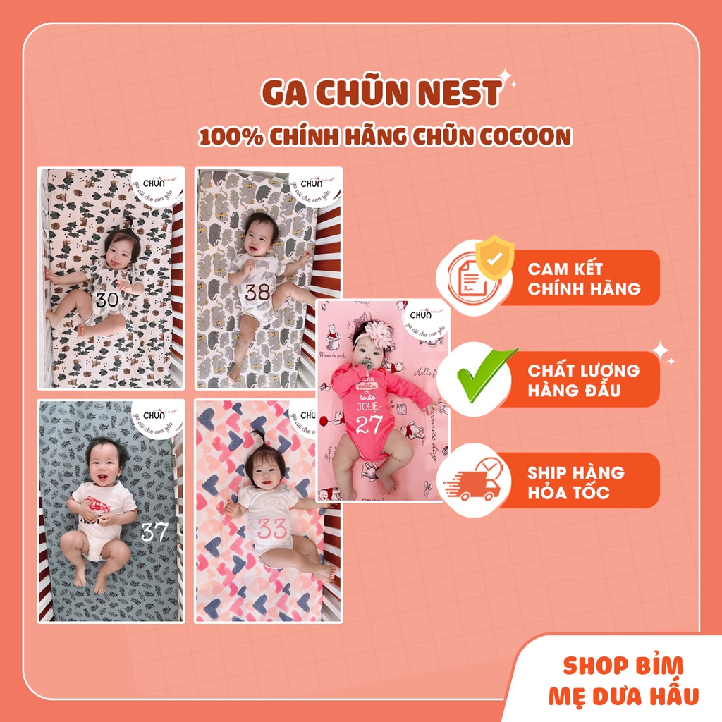 Ga cũi Chũn Nest - Mềm mịn, co giãn, thấm hút tốt cho bé yêu - 100% Chính Hãng Chũn Cocoon