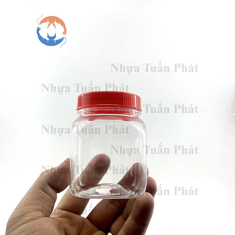 24 hũ nhựa vuông Duy Tân 200gr~190ml nắp đỏ mã 048