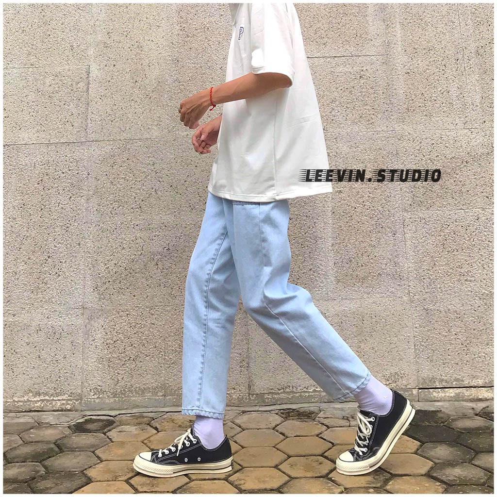 Quần Jean Nam Nữ Ống Suông Unisex 2 Túi Trước - Kiểu quần jeans nam nữ Baggy vải bò VAKADO