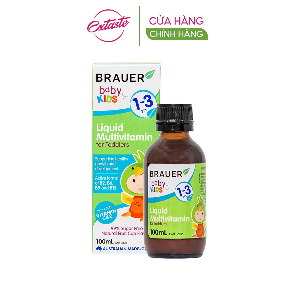 Siro bổ sung vitamin tổng hợp Brauer Liquid Multivitamin for Toddlers (100ml) cho trẻ từ 1-3 tuổi