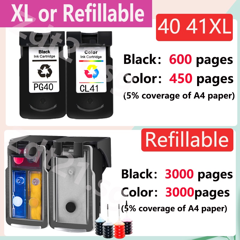 Tương Thích canon pg-40xl pg40xl pg 40xl cl-41xl cl41xl cl-41xl Màu Đen Cho mp145 mp150 mp160 mp170