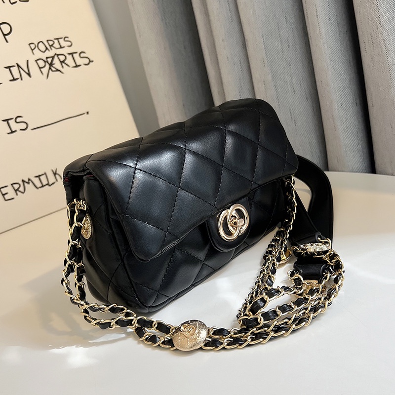 Túi Đeo Chéo Hình Vuông Nhỏ Màu Đen Đính Kim Cương Giả Cổ Điển Thời Trang Cho Nữ