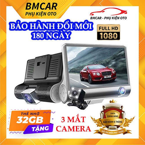 [TẶNG THẺ NHỚ 32GB] Camera hành trình ô tô 3 mắt X005 4 inch fullHD 1080p,camera sau chống nước-BM31 - BẢO HÀNH 6 THÁNG