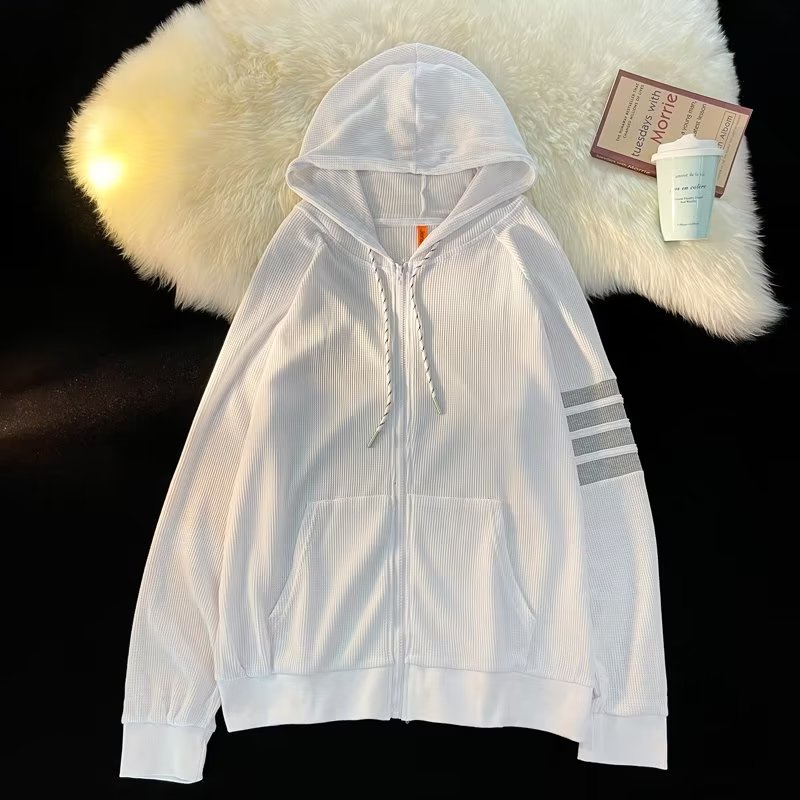 Áo Khoác hoodie Mỏng Tay Dài Dáng Rộng Phối Khóa Kéo Thời Trang Mùa Thu 2022