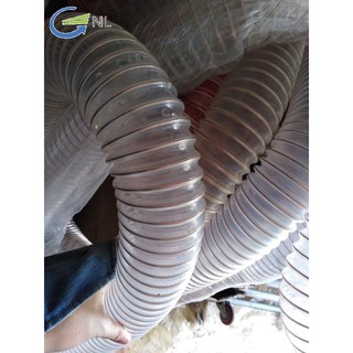 10m Ống hút bụi Pu lõi thép mạ đồng phi 40mm, phi 32mm ống nhựa mềm pu lõi lò xo hút khí, hút bụi, chịu nhiệt