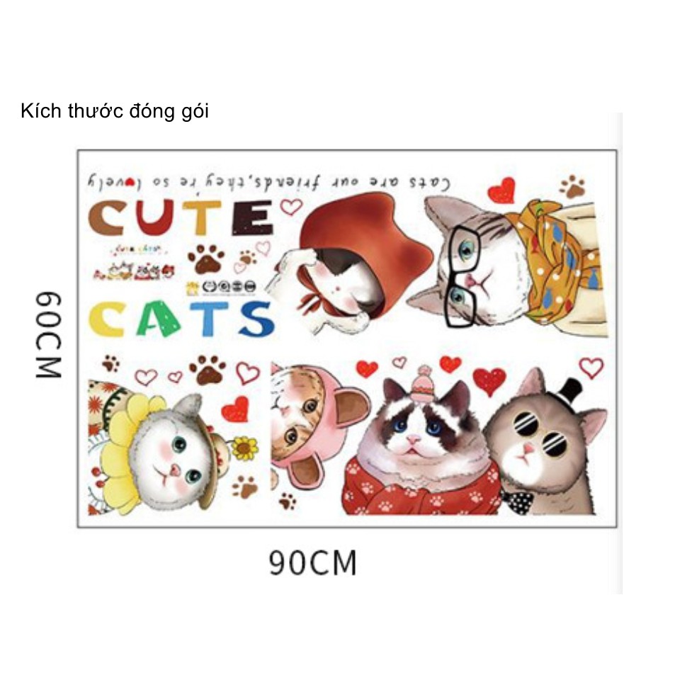 Decal dán tường Những chú mèo tinh nghịch đáng yêu