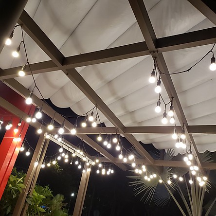 Đèn dây ngoài trời 10M 15 đui (dây loại 1 tròn lớn) chưa bóng