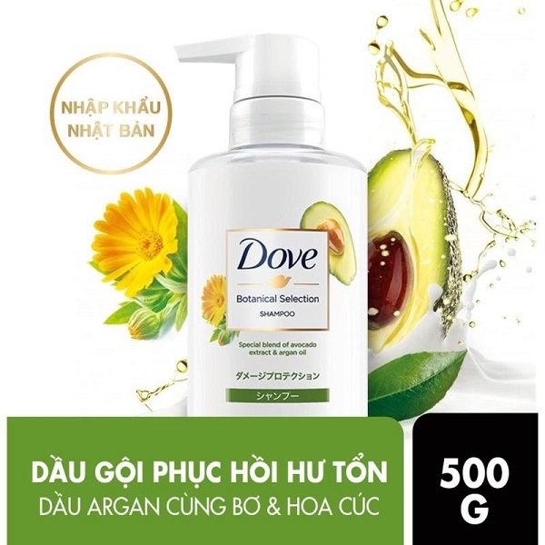 Bộ Dầu Gội Kem Xả Dove Phục Hồi Tóc Hư Tổn Chiết Xuất Bơ Dầu Argan Hoa Cúc Dove Botanical Selection Shampoo & Conditoner