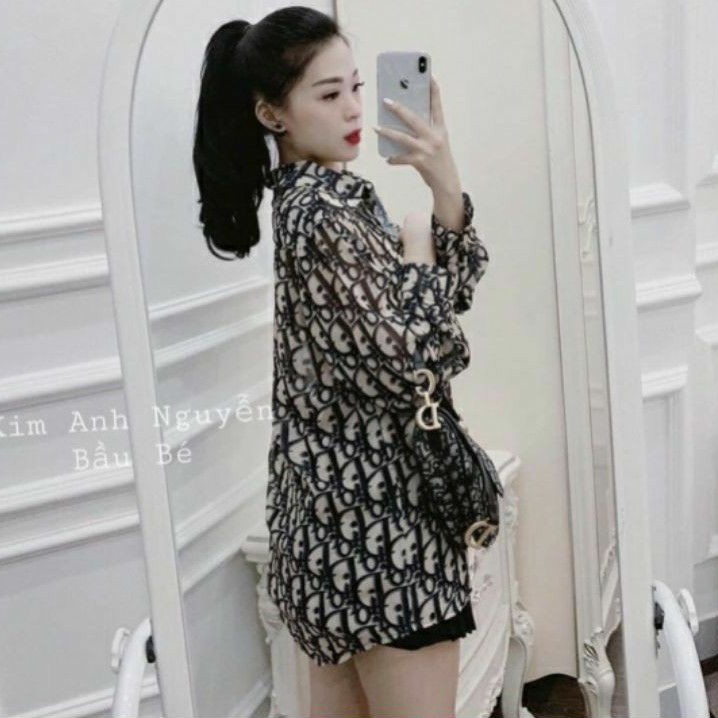 Áo sơ mi hoa văn from dài cực sang vải đẹp