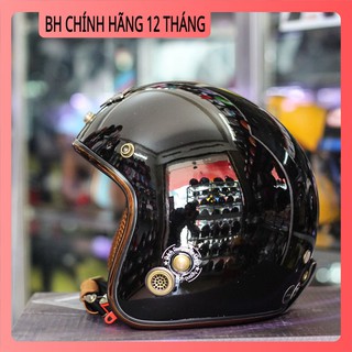 [MẪU MỚI] Mũ bảo hiểm 3/4 Napoli Sh Ruby - New (đen bóng) - bảo hành 12 tháng