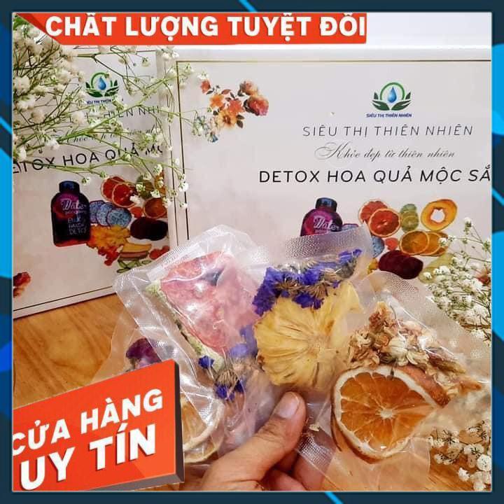 Trà detox hoa quả giảm cân mộc sắc (hộp 30 gói tặng chai thủy tinh)