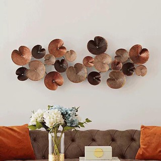 Decor trang trí sắt 3D thiết kế lá sen nâu đỏ A504