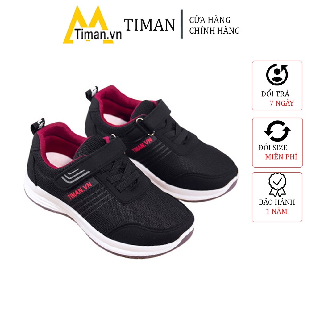 Giày thể thao nữ sneaker độn đế đẹp màu trắng siêu nhẹ chất liệu vải cho trung niên bảo hành 1 năm SZ24 TIMAN