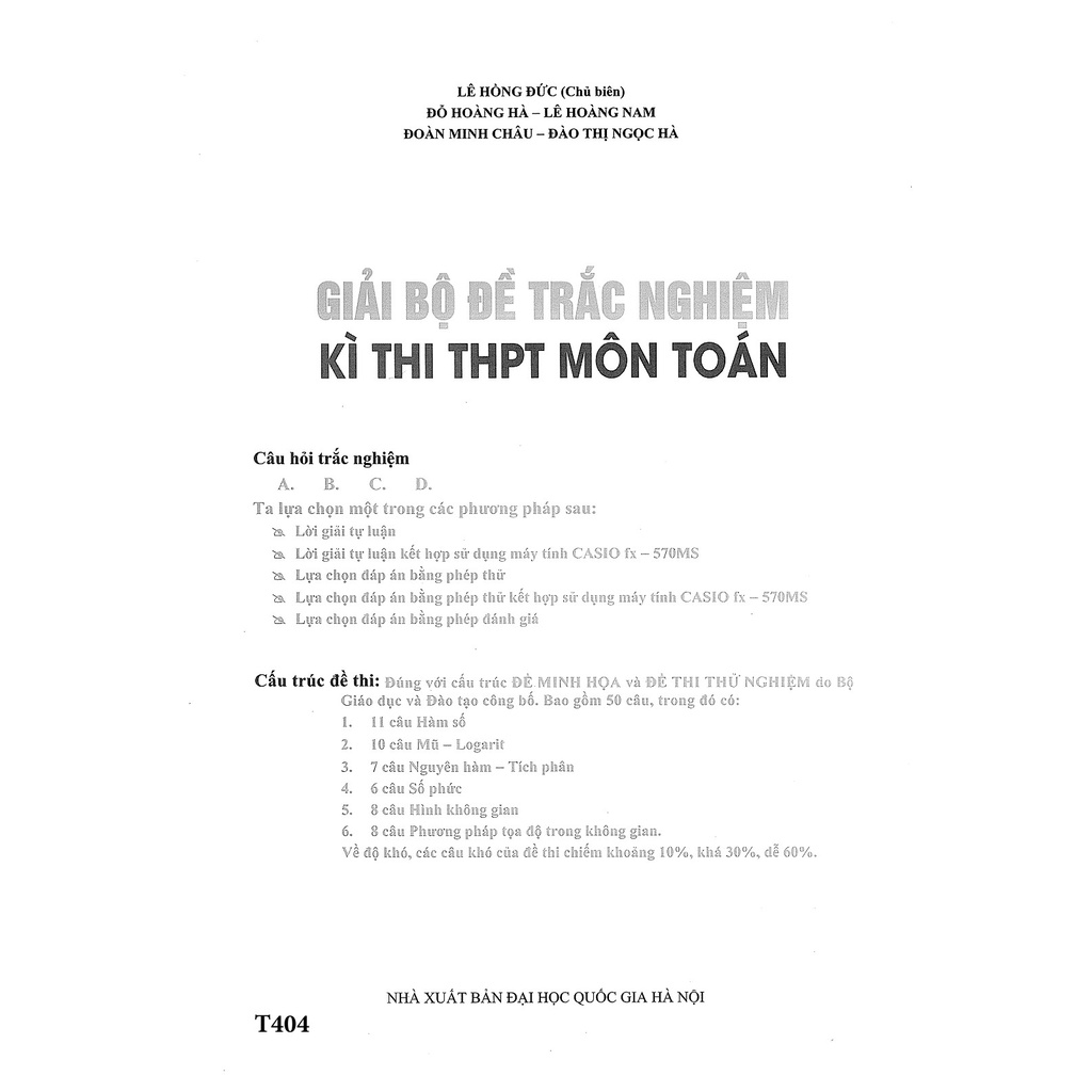 Sách: Giải Bộ Đề Thi Trắc Nghiệm Kỳ Thi Thpt Môn Toán