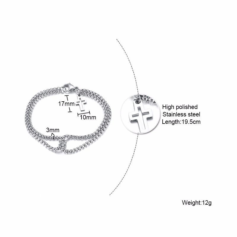 Vòng đeo tay bằng thép không gỉ hình thánh giá dành cho nam