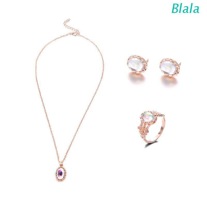 Set trang sức bông tai nhẫn vòng cổ mặt đá quà tặng tiệc cưới phụ nữ