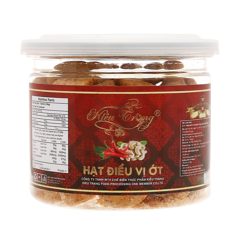 Hạt điều vị ớt Kiều Trang hộp 150g
