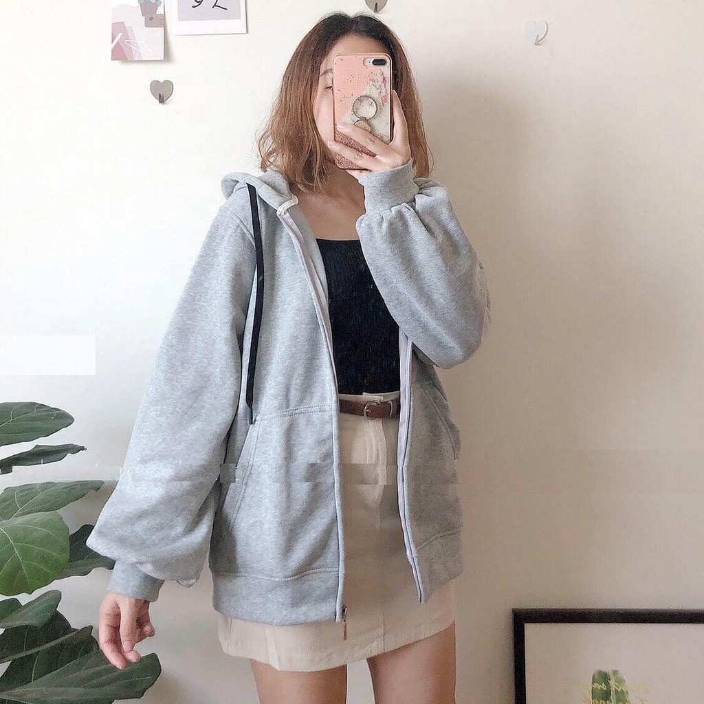 ( SLN 10 ) ( SLN 10 ) Áo khoác nỉ ngoại hoodie zip Unisex - Jacket thun tay dài oversize có mũ dáng suông basic ulzzang 