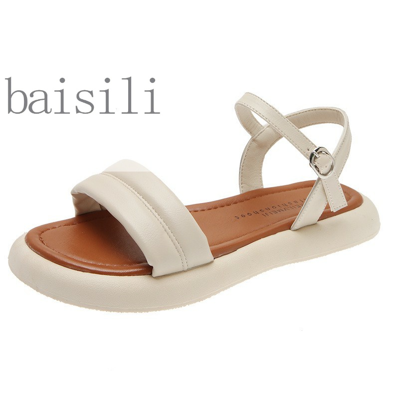 SANDAL NỮ BAISILI - GIÀY QUAI HẬU THỜI TRANG NGANG VIỀN CHỈ NỮ TÍNH ĐẾ THẤP BS220714