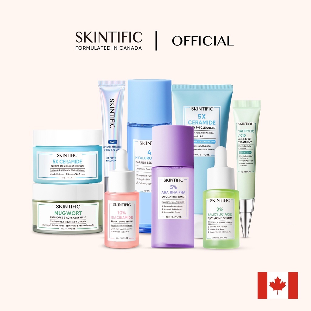 SKINTIFIC - 5X Ceramide Cleanser/Toner tinh chất / 10% Niacinamide Serum / Axit hyaluronic 4D /Acne Serum/Acne Clay Mask