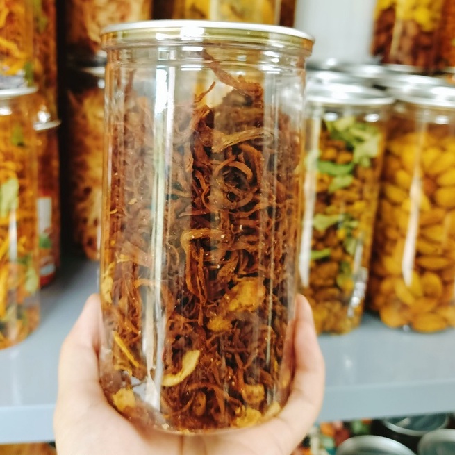 Khô heo cháy tỏi lon 250g/300g, vị đậm đà, heo loại ngon - ĂN VẶT CHIN CHIN.