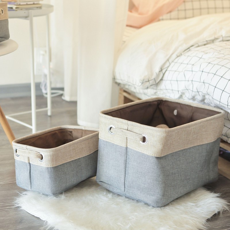 Hộp đựng đồ không nắp bằng vải cotton lanh dùng trên xe ô tô